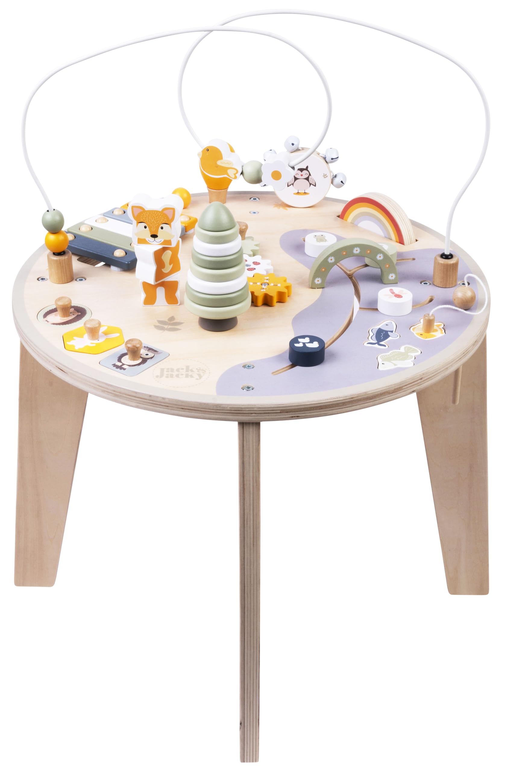 Engelhart Wooden Multi Activity Table Preschool Toy – Abacus, Track, Shape Sorting and Music Activity Toy for Ages 12 Months+ 640030