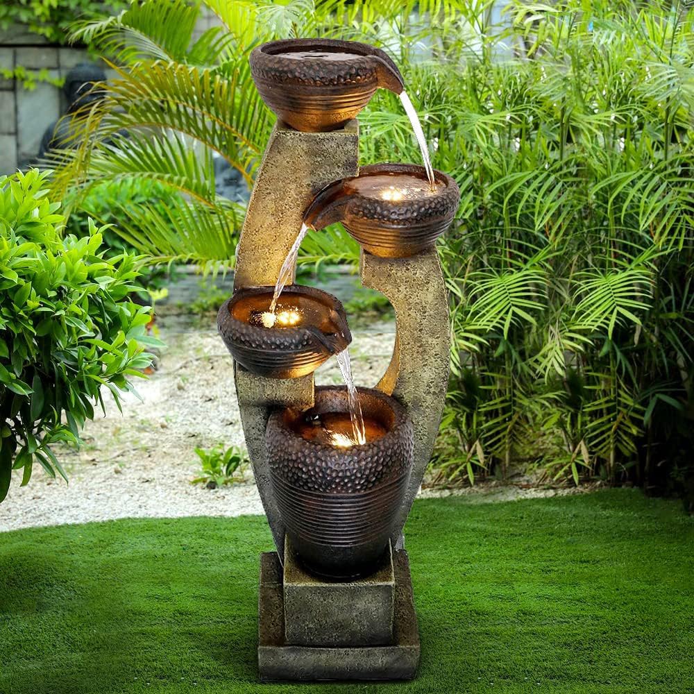 40 H Modern Outdoor Fountain - 4 Crocks Outdoor Garden Fountains with Contemporary Design for Garden Patio Deck Porch Backyard and Home Art Decor product thumbnail 2