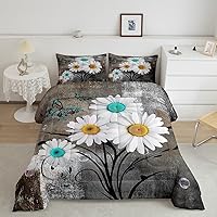 Vista 35 de Juego de edredón de rosas rojas, tamaño Queen, relleno de edredón negro y blanco degradado para adultos, juego de ropa de cama vintage de acuarela