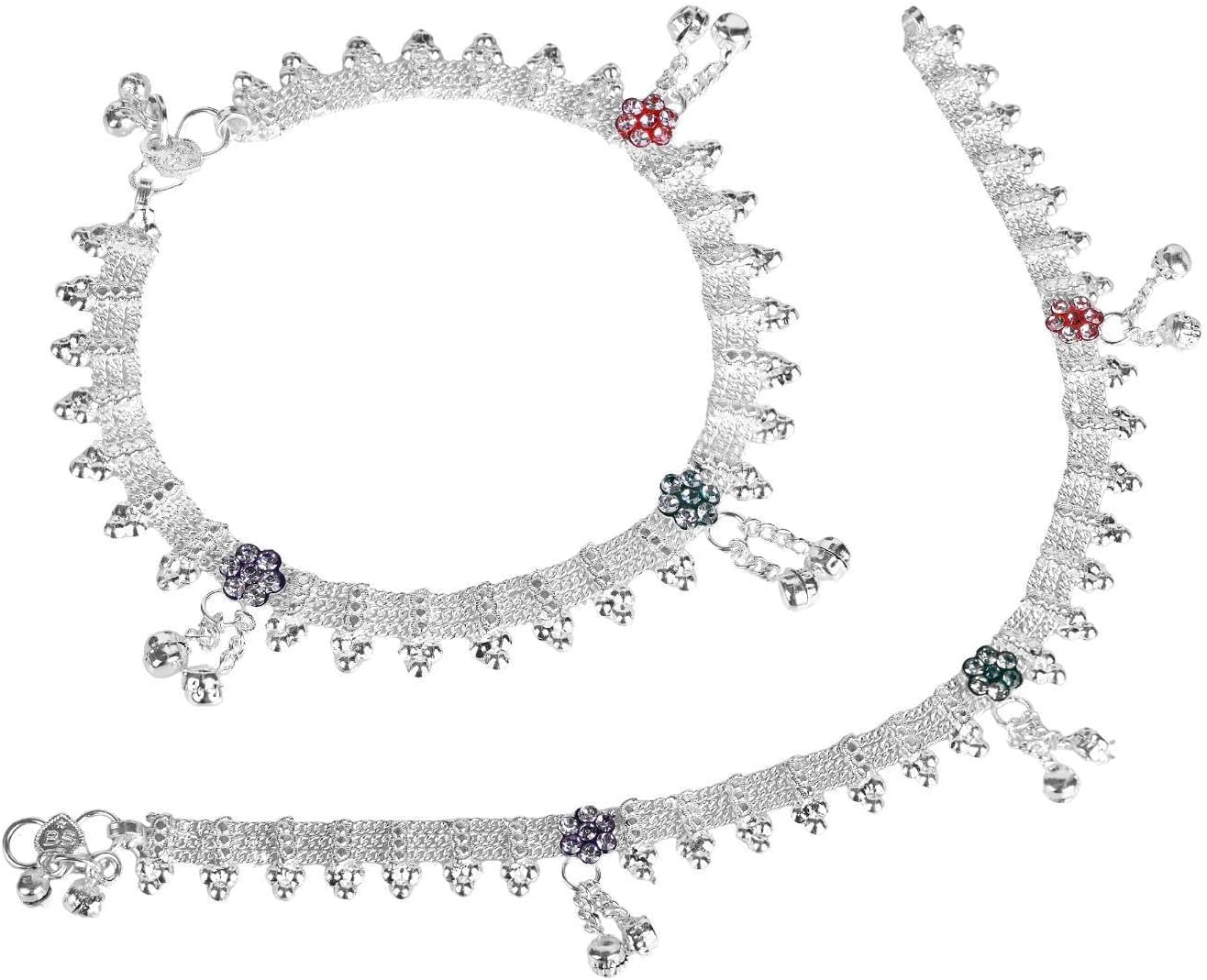 Efulgenz Indian Anklets for Women Bracelet Pair Bell Charms Ankle Jewelry
