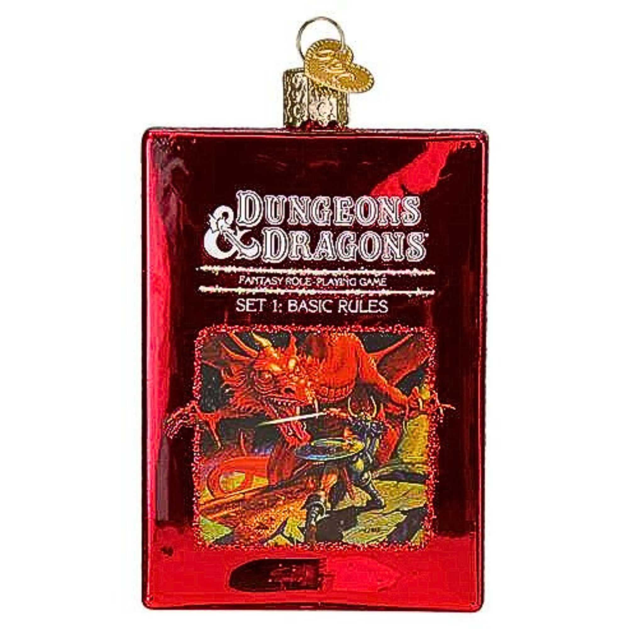 Old World Christmas Dungeons & Dragons Red Box Glass Blown Ornament for Christmas Tree