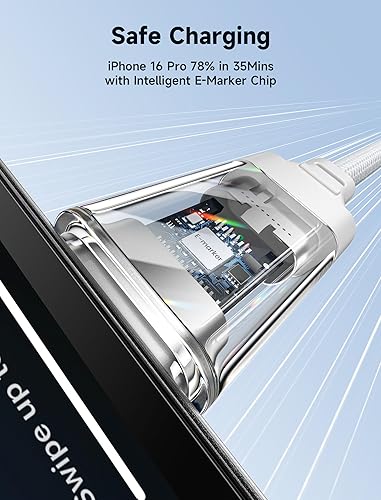 Miniatura 3 de JSAUX Cable USB C a USB C 2 unidades de 6.6 pies, cable USB-C de 100 W para iPhone 15 USBC tipo C, cable de carga trenzado compatible con iPhone 15