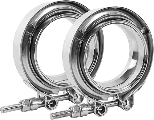 AIWFL 2 abrazaderas de banda en V de 2.5 pulgadas de acero inoxidable con 2 bridas hembra macho para sistemas de escape turbo
