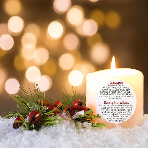 Vista 4 de WANBAO 1000 etiquetas de advertencia para velas, etiqueta de seguridad para velas de 1.5 pulgadas para tarros de velas de bricolaje Blanco