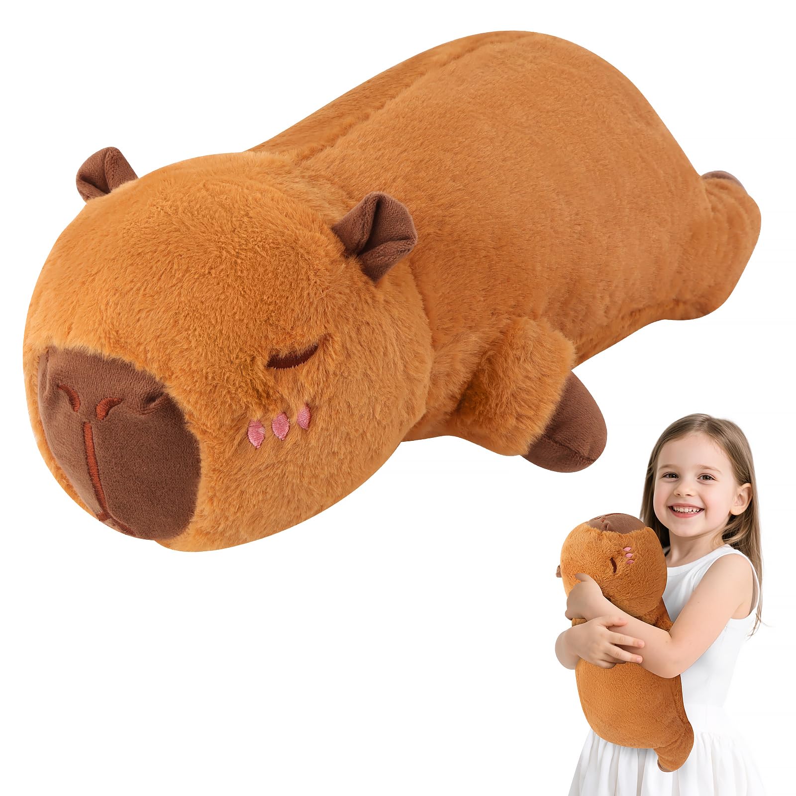 LHOEST Capybara Peluche Grande 45 CM Juguete de Peluche Capybara Almohada Larga Animal de Peluche Carpincho Simulación Capybara Plushie Muñecas Lindo Carpincho Cumpleaños Regalo para Niñas y Niños