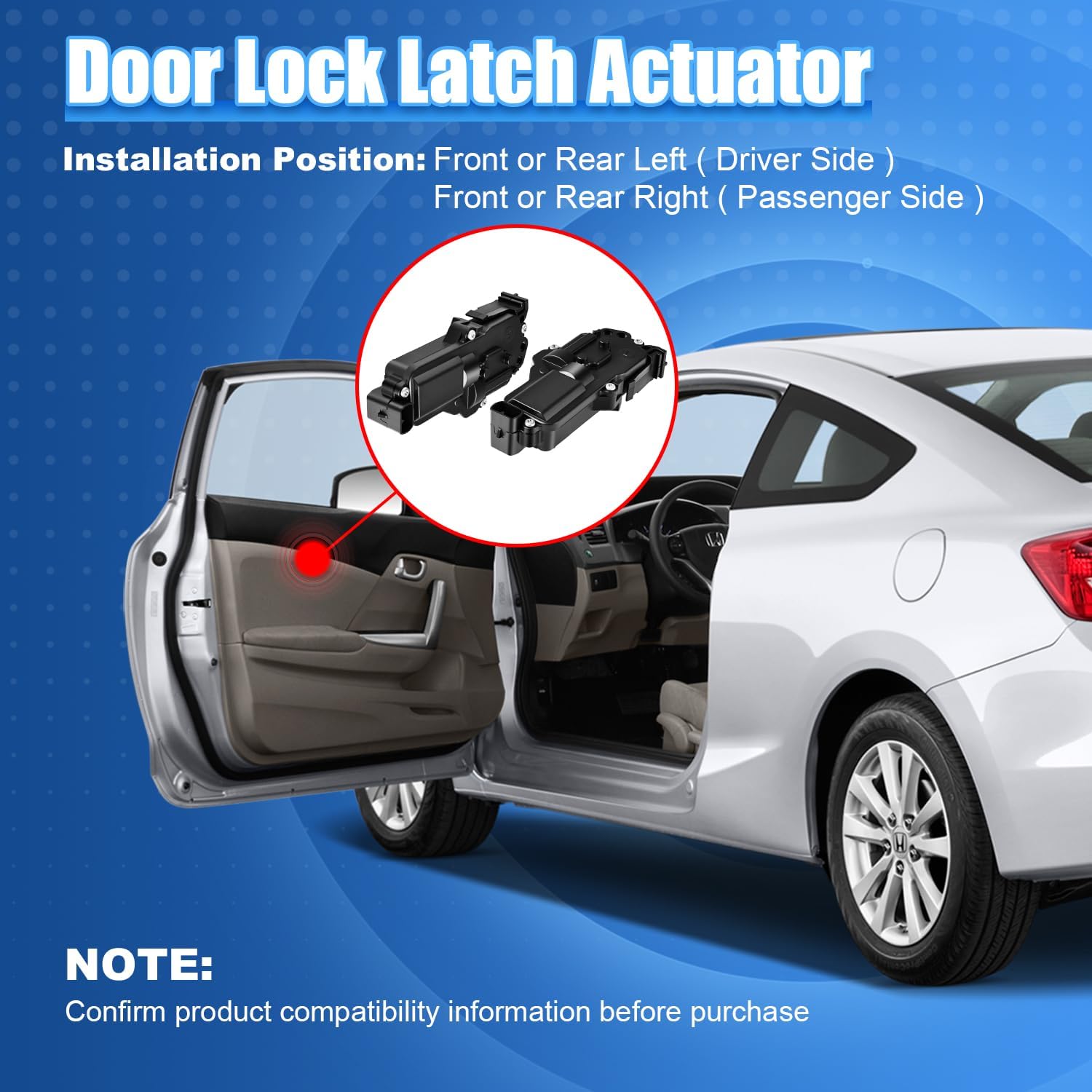 Power Door Lock Actuator Left and Right Side Compatible with Ford F150 F250 F350 Excursion Expedition Mustang Ranger, Lincoln, Mercury, Mazda Lock Actuator Replaces 6L3Z25218A43AA, 6L3Z25218A42AA