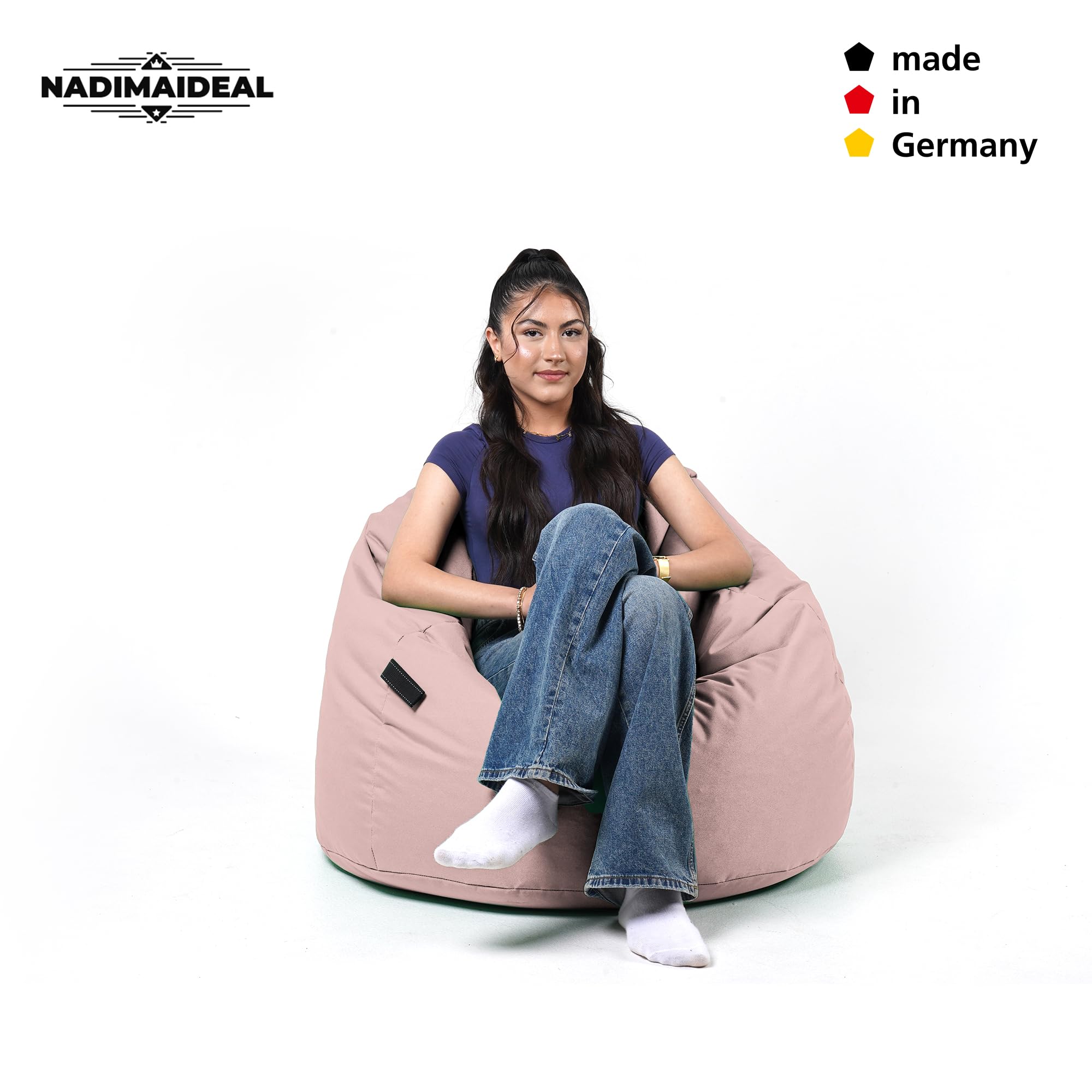 Sitzsack Tropfenform Kastanie | Bodenkissen für Kinder & Erwachsene | Indoor & Outdoor | Gaming Sitzsack - Sitzkissen - Beanbag | Füllung EPS Perlen (Puderrosa, XL-Durchmesser 77 cm)