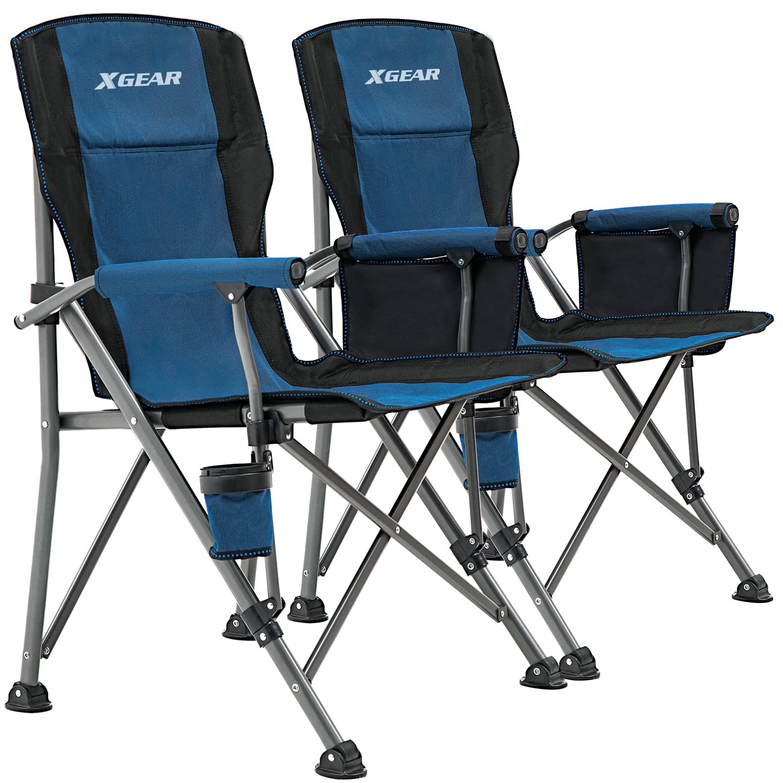 Camping Chair Hard Arm High Back Lawn Chair Heavy Duty with Cup Holder