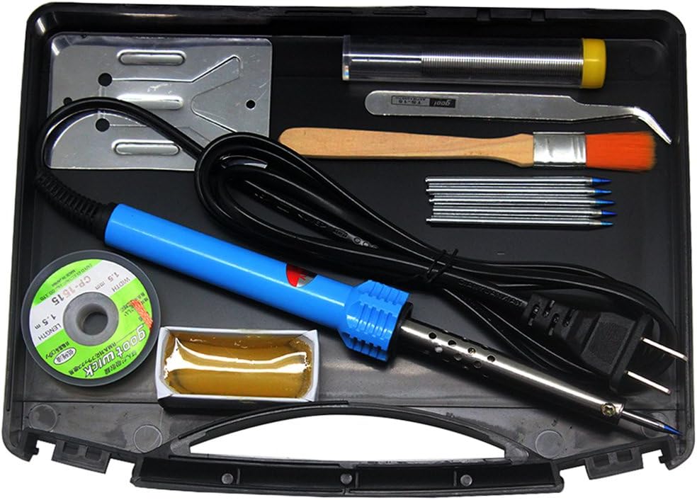 AideBench SPA2 Soldering Iron Kit Welding Tool 12-in-1 30W Soldering Iron,Soldering Tips, solder wire, suction tin copper wire,rosin,tweezers,Soldering Iron Stand,brush,Soldering Kits Portable Toolbox