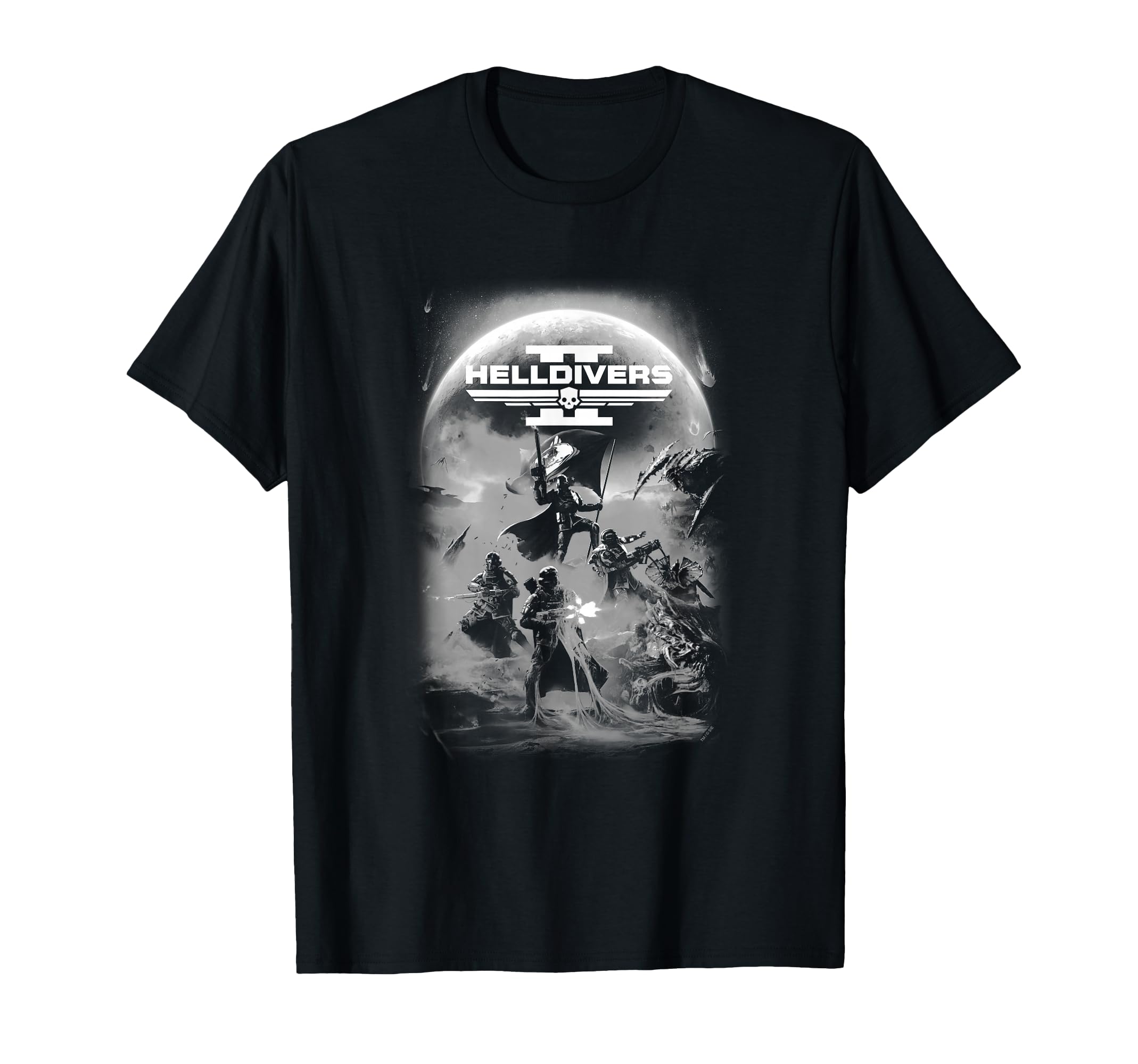 【限定品　新品未開封品】　ゲームソフト　ヘルダイバー2 限定Tシャツ Amazon | Helldivers 2 Grayscale Video Game Poster Tシャツ