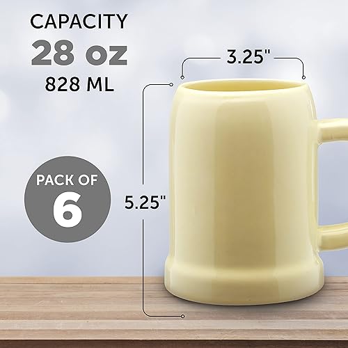 Miniatura 5 de Taza de cerámica personalizada de 10 onzas, juego de 6, paquete personalizado a granel, ideal para octubre, pub, restaurante y más, natural