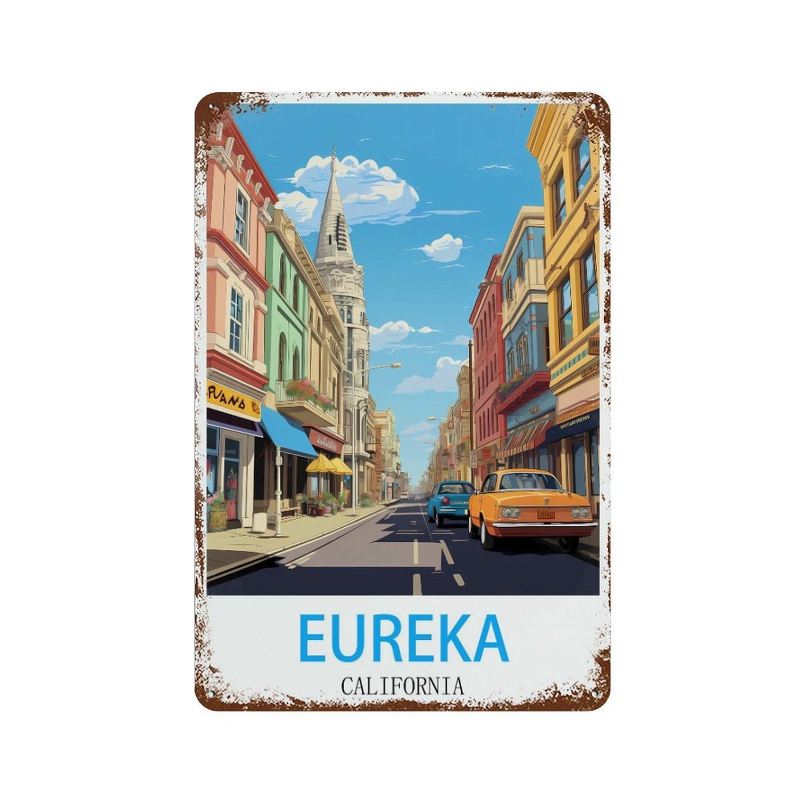 California Retro Design Tin Painting Vintage Tin Sign 08x12inch(20x30cm) Wall Art for Home Office Bedroom Living Room Cafes Wall Decor