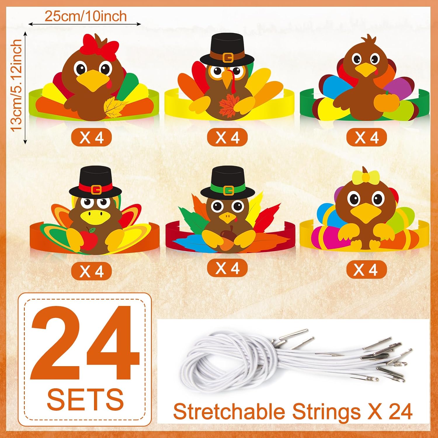 Qyeahkj 24 Sets Thanksgiving Turkey Headbands