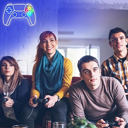 Vista 4 de Letrero de neón con forma de gamepad para decoración de sala de jugadores, letrero de neón para decoración de habitación de niños, letrero de neón