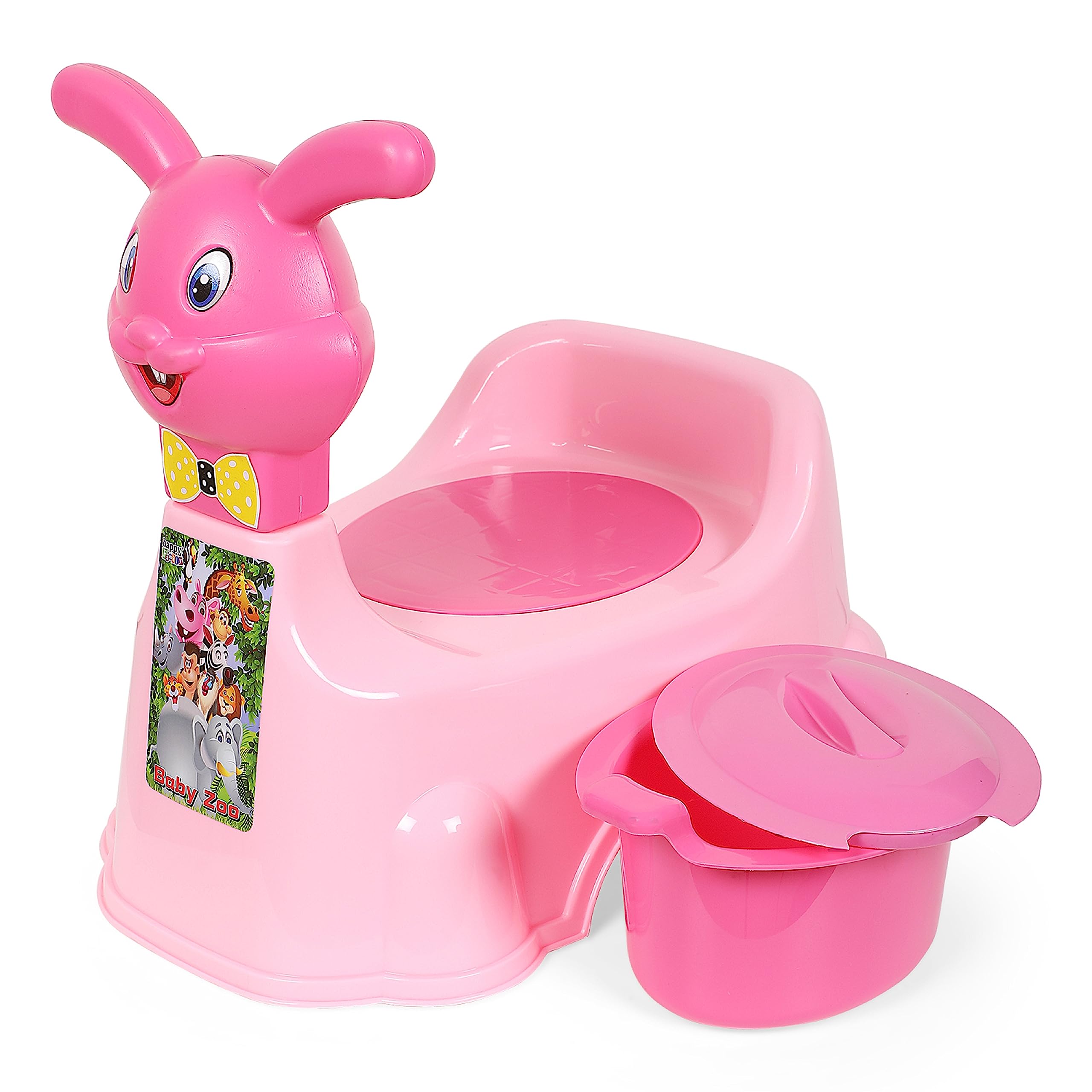 Nabhya Synthetic Rubber, Plastic Rabbit Baby Potty Training Seat- Chair for Kids- Infant Potty Toilet Chair with Removable Tray & Closing Lid (Pink)