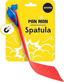 OTOTO Pan Man Spatulas for Kitchen Use - Cute Kitchen Gifts, Turner Spatula, Easy Pancake & Egg Spatula Flipper - BPA-free, Plastic, 12 in, Angled Edge