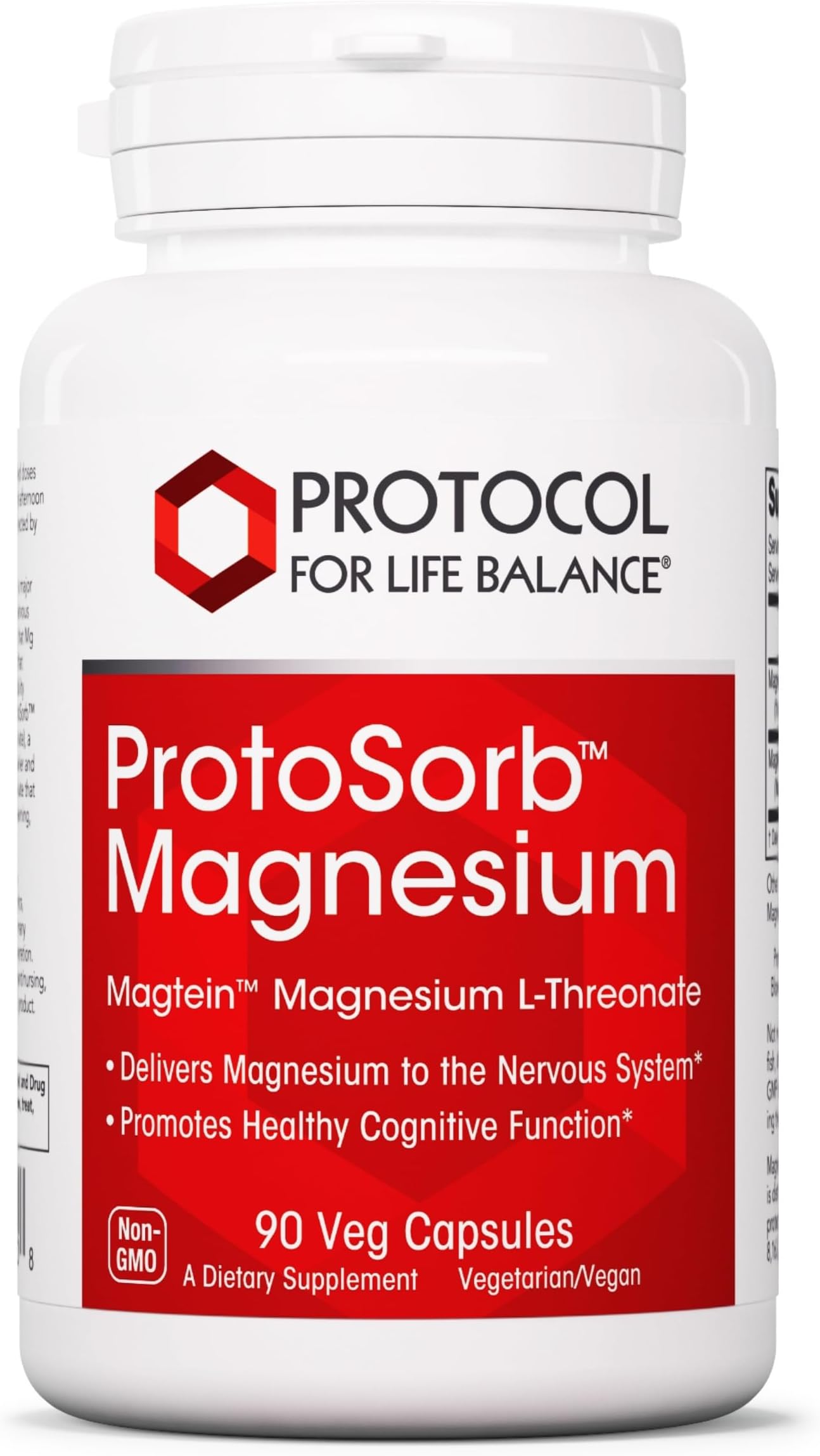 Protocol for Life Balance Magtein - 2,000mg Magnesium L-Threonate Magtein - Support Brain Focus & Memory Health - Kosher & Non-GMO - 90 Veg Capsules