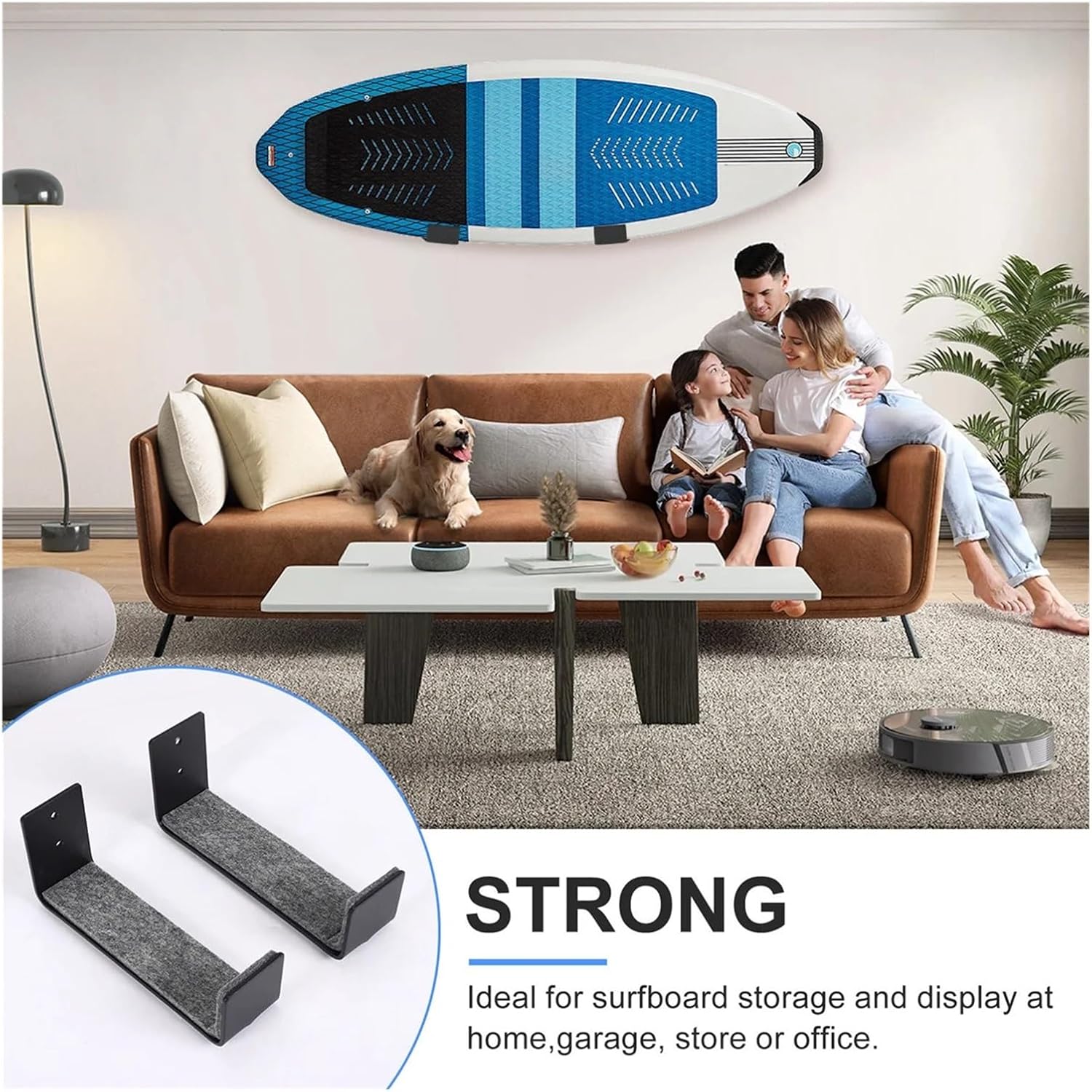 Surfboard Wall Mount Rack 1Pair Surfboard Mount Rack,Kayak Boat Wall Rack for Indoor Outdoor