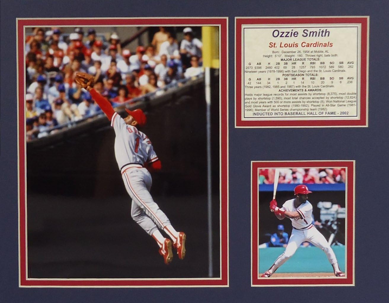 Ozzie Smith - Action 11" x 14" Unframed Matted Photo Collage by Legends Never Die, Inc.