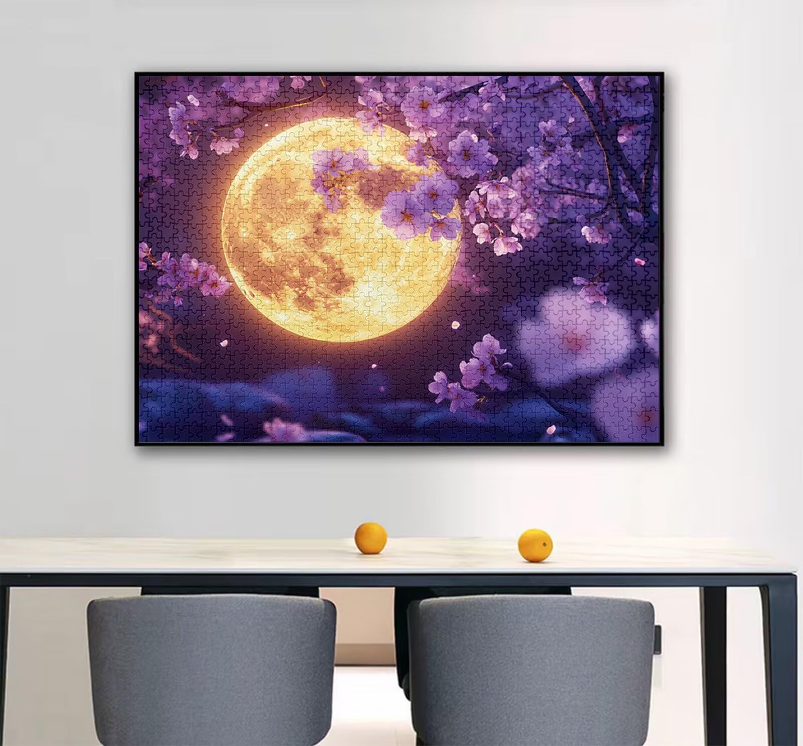 Kwiaty wiśni Puzzle 1000 sztuk dla dorosłych, Puzzle Księżyc Wzór Projekt, Jigsaw Dorosły, 5D DIY Rzemiosło Rodzina Zajęcia z Pakowaniem Pudełka, Dekoracja ścienna do domu, 75 x 50 cm, Model442