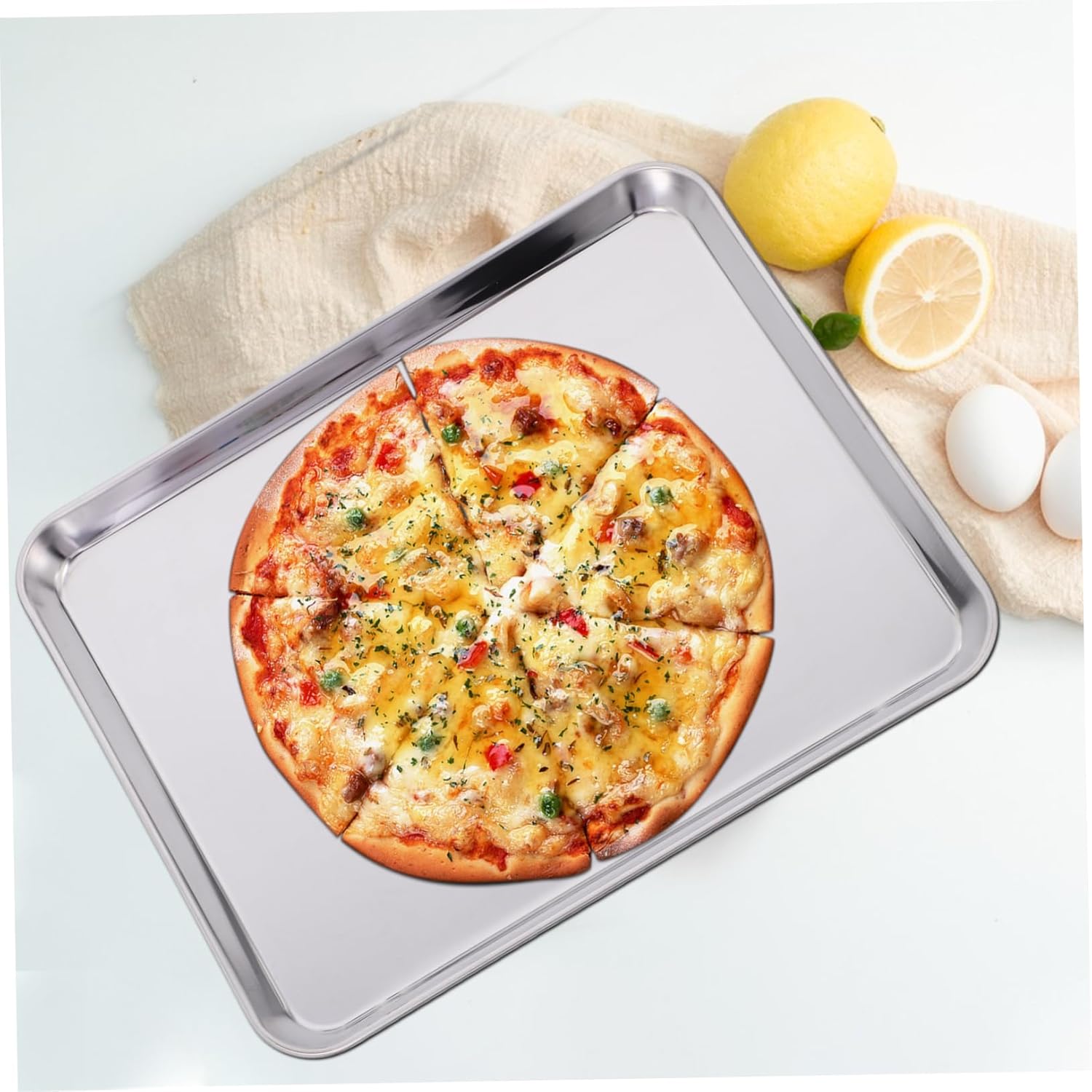 3pcs Toaster Oven Accessory Baking Sheet Rack Pan Stainless Steel Non-stick Dishwasher Safe