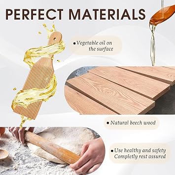 Pasta Making Tool Set, 9 PCS Wood Pasta Making Kit with Drying Rack, Roller, Gnocchi Board, Ravioli Cutter Accessories, Stamp Maker Cutter