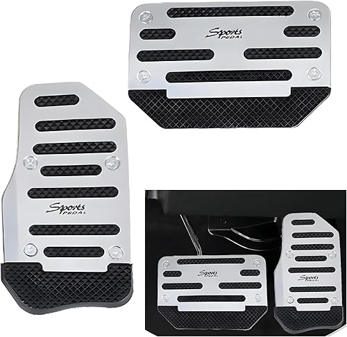 Fluher 2 piezas de repuesto para pedal de automóvil, acelerador + freno, instalación sin perforaciones, pedales decorativos deportivos, aleación +