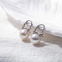 Vista 5 de Aretes colgantes de plata de ley 925 con perlas reales de agua dulce de calidad para mujer