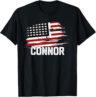 CONNOR USA Flag T-Shirt Personalized 4th of July CONNOR T-Shirt for Women Kids Men
