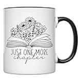 YouNique Designs Just One More Chapter Mug, 11 Oz, Book Lovers Mug, Librarian Gift for Readers, Book Club Gift (Black Handle)