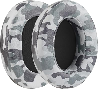 Geekria QuickFit Extra Thick Replacement Ear Pads Compatible with Corsair HS35, HS40, HS45 Headphones, Ear Cushions (Camo)