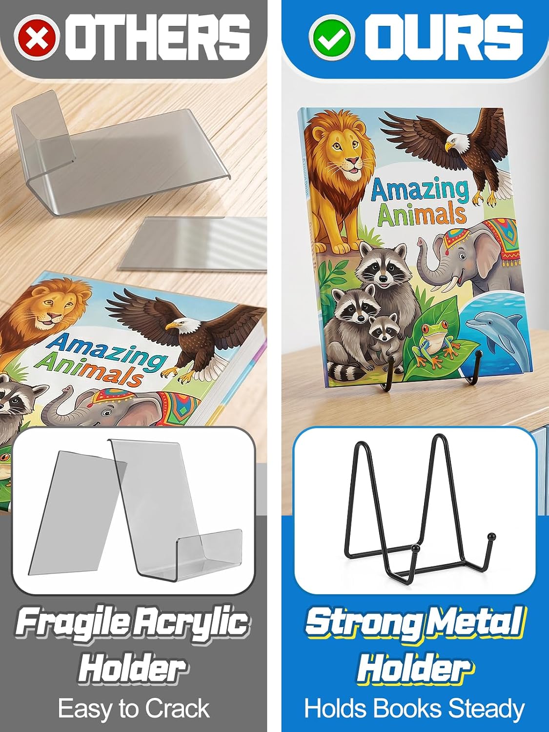 6Pcs 4Inch Steady Metal Book Stand for Display, Classroom Must Haves image 2