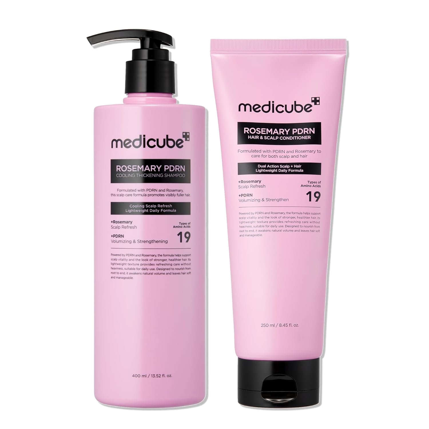 medicube Rosemary PDRN Purify & Nourish Shampoo and Conditioner Set | Korean Hair Care Set for Dry, Fine, Weak-Looking Hair | Amino Acid for Strength & Softness | Nourishing Yet Lightweight Formula