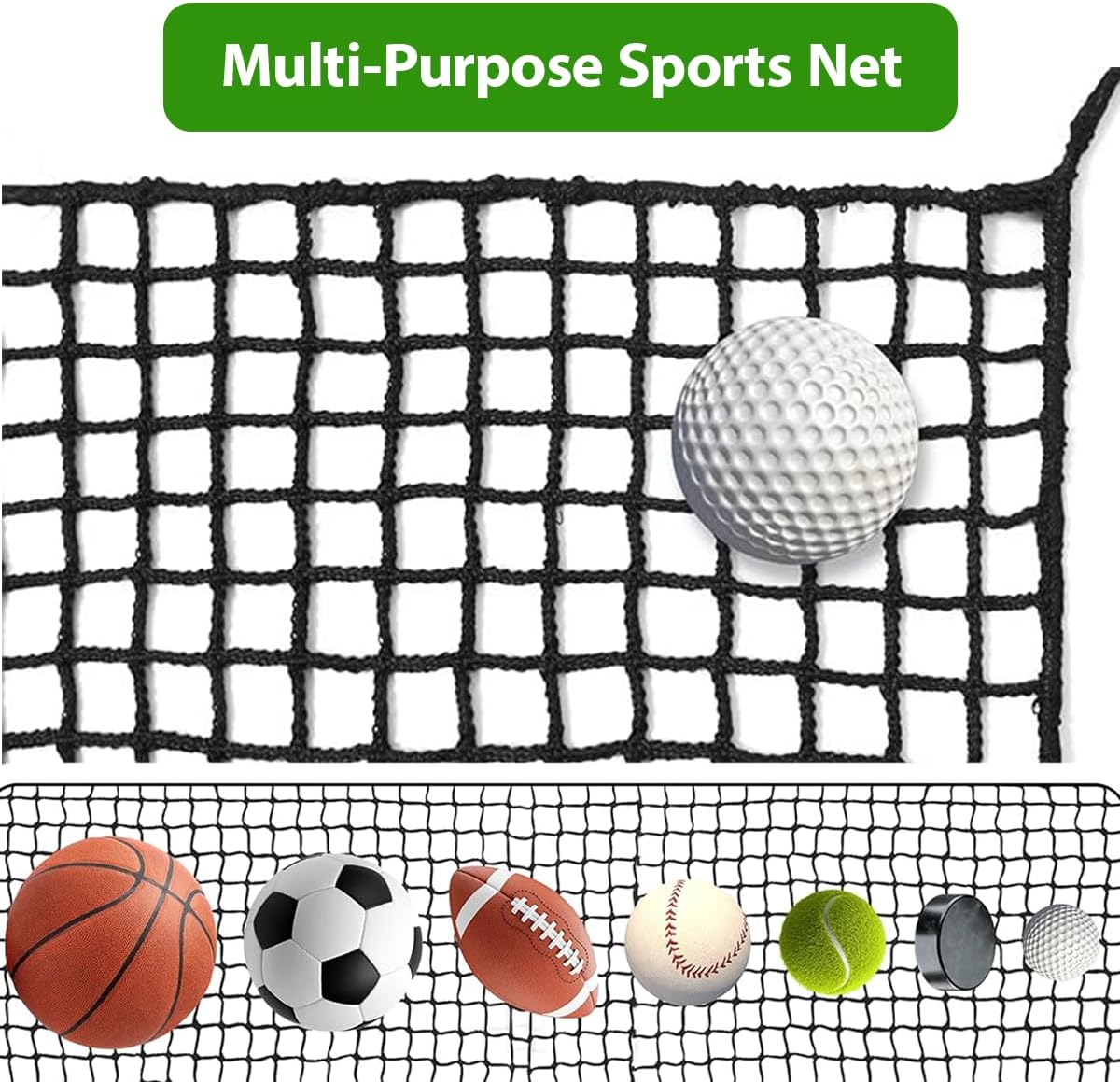 Golf Net Sports Practice Netting Set,Hitting Net for Multiple Sports,Durable Barrier for Baseball Hockey Soccer,Safety Rope Net for Balcony Railings(Size:1M*3M(3.3FT*9.8FT),Color:Black)
