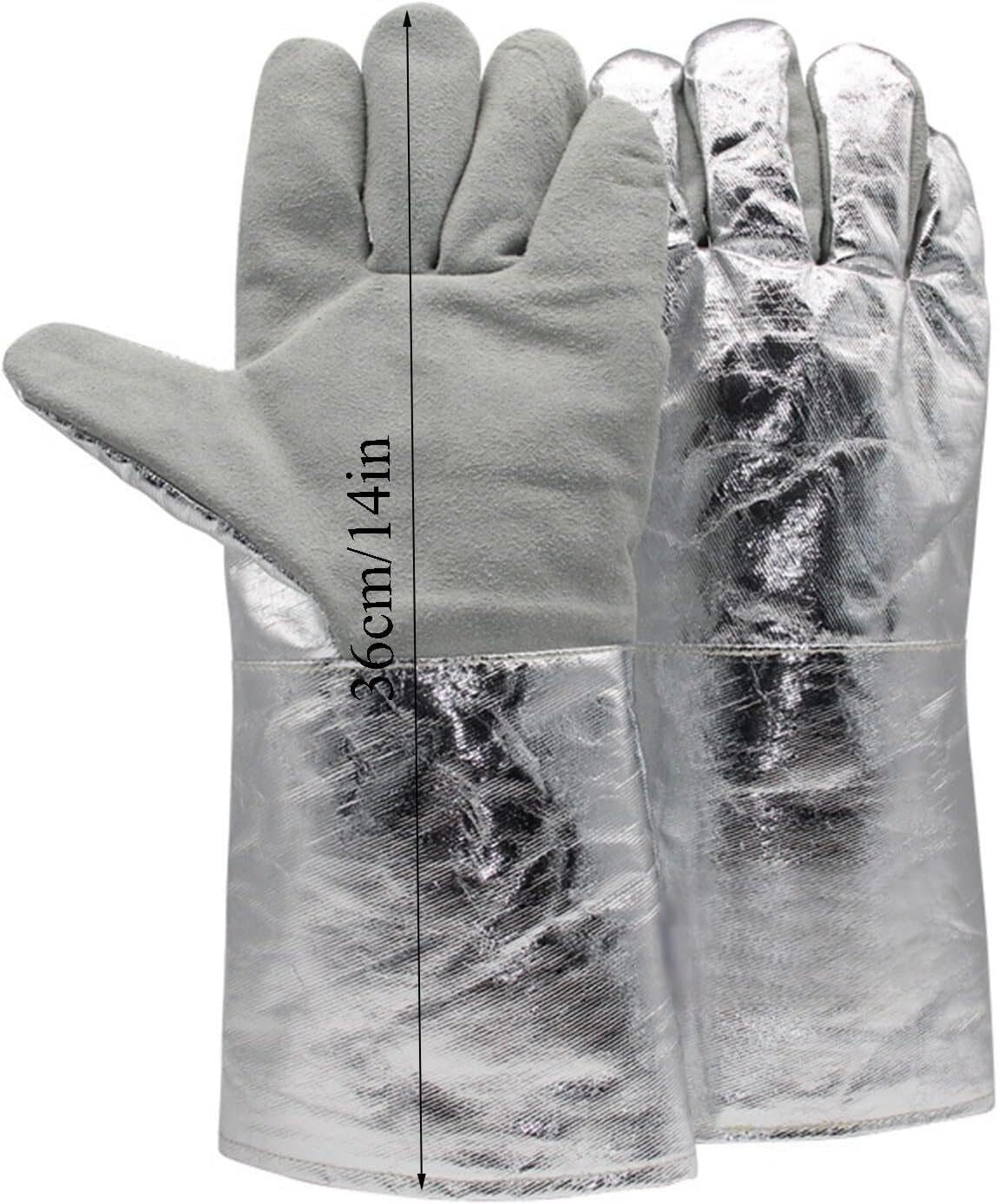 Gartenhandschuhe, schnittfeste Handschuhe, feuerfeste Handschuhe, Verbrühschutzhandschuhe aus Rindsleder, Aluminiumfolie, Isolierhandschuhe, Schweißhandschuhe, Handschuhe for Metallurgie, Herd, Grill