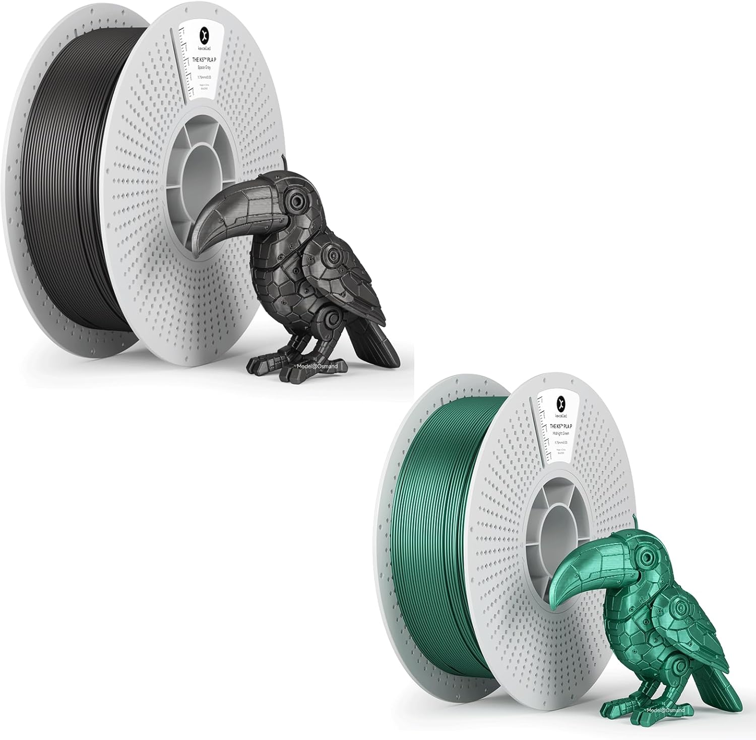 kexcelled Metallic PLA Filament 1.75mm, Gun Metal Gray + Hunter Green 3D Printer Filament PLA,Silk Metal Glossy Shiny Surface