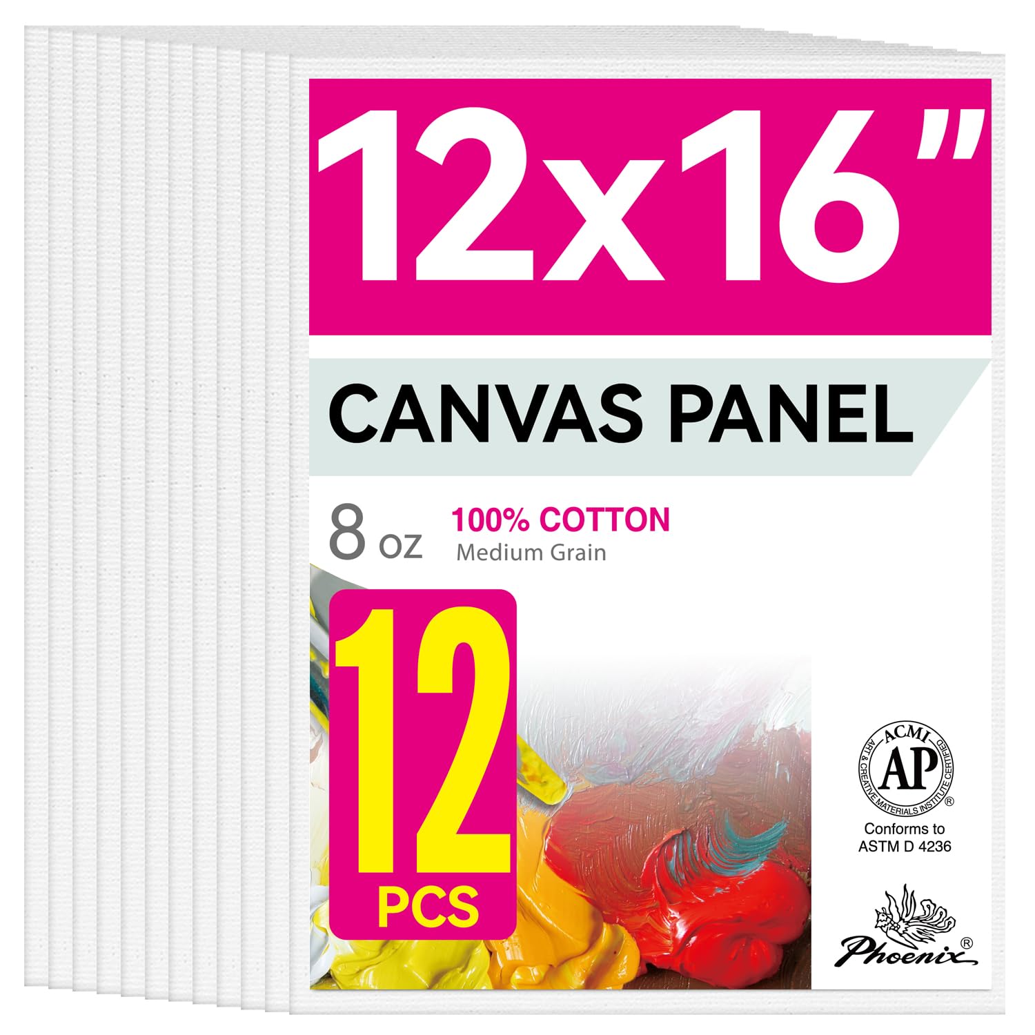 Amazon.com: PHOENIX Painting Canvas Panels 12x16 Inch, 12 Value