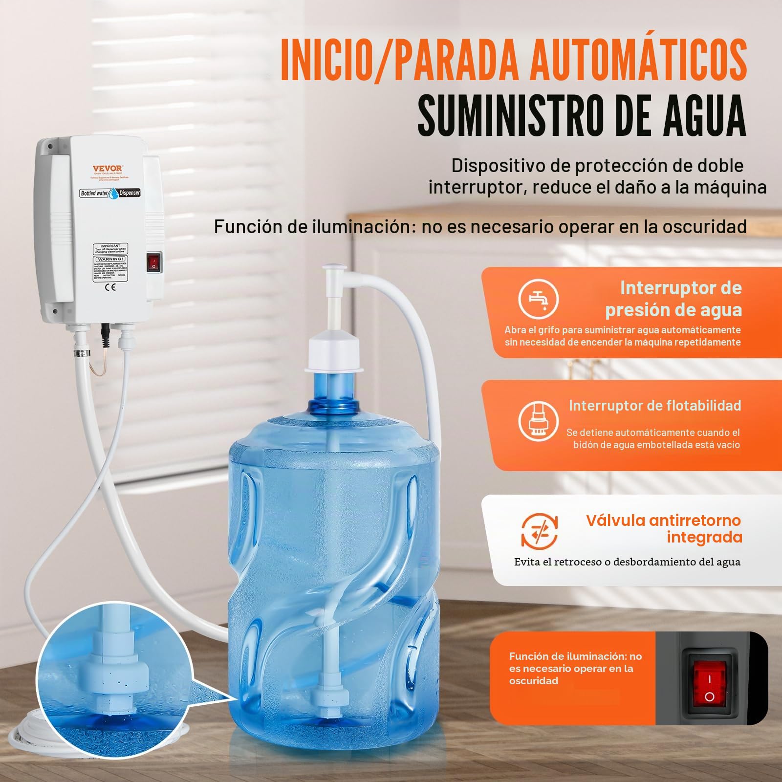 Bomba de Dispensador de Agua 35 W Dispensador de Bomba de Agua Bomba de Agua Potable Sistema de Agua Embotellada 14x19x7.6cm