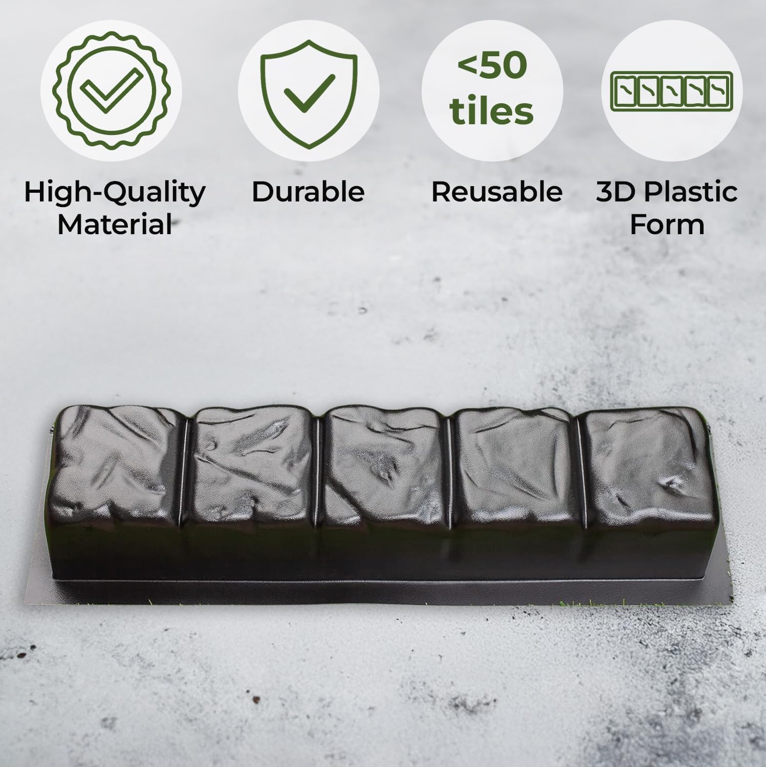 2 pcs 23.34 inch Straight Edge Stone Concrete Mold Plastic ABS 2mm Cement Molds - Concrete Edging Molds - Landscape Edging Mold Precast Casting Log Stone Border Stampcrete Concrete Mold
