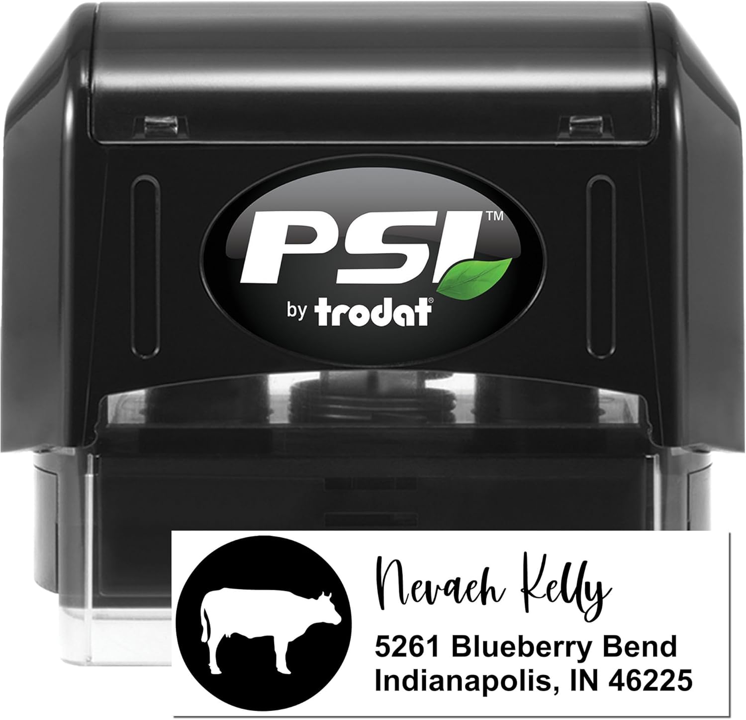 Customized Name and Address Stamper, Pre-Inked Graceful Cow Design, Personalized Stamp for Farm Equipment Suppliers, Ideal for Labeling and Addressing, Unique Cow Stamp