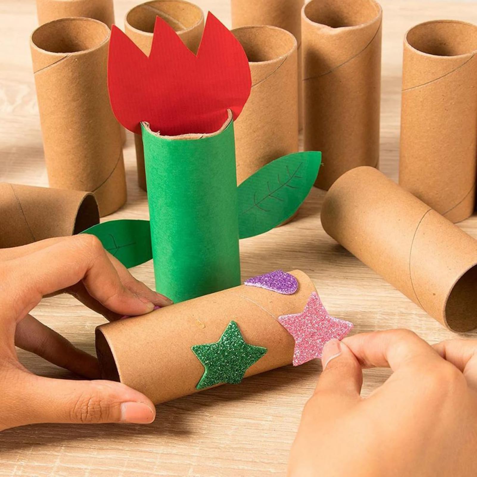 Toilettenpapierrollen, 20 Stück, Tube für Heimwerker, Handwerk, Kunstprojekte, stabile langlebige Pappröhren, handgefertigtes Zubehör, kreativ, dekorativ, braun, 15 cm
