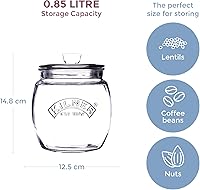 Vista 2 de Kilner Glassware - Tarro de almacenamiento universal duradero multiusos con tapa hermética, 28-3/4 onzas líquidas, 1 EA, transparente