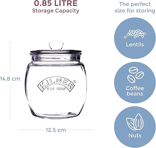 Miniatura 2 de Kilner Glassware - Tarro de almacenamiento universal duradero multiusos con tapa hermética, 28-34 onzas líquidas, 1 EA, transparente