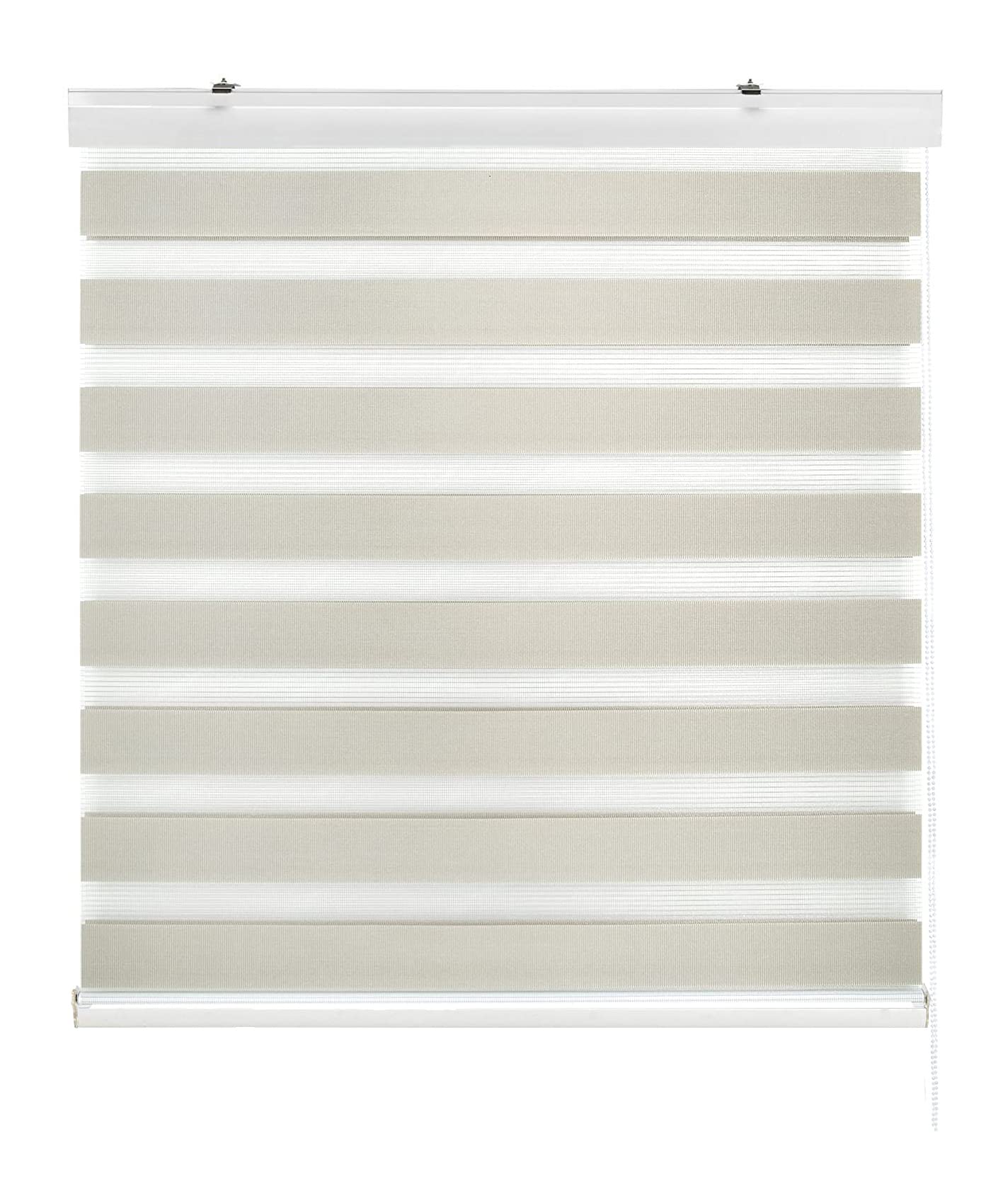 Estoralis | SANSA | Tenda a Rullo Notte e Giorno | Cassonetto in alluminio | Beige | 125 x 255 cm (larghezza/altezza) dimensione del tessuto 122 x 250 cm. | Tende per finestre e porte