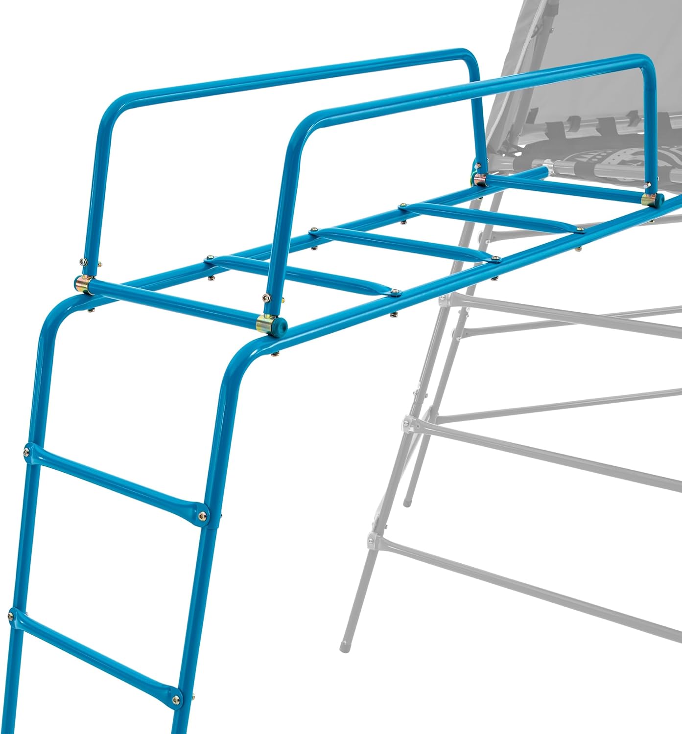 Blue Metal Climbing Frame with Slide and Fort