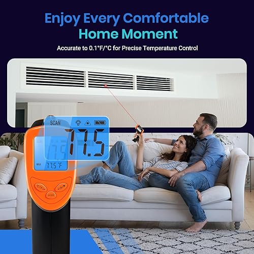 Miniatura 4 de Etekcity Lasergrip 1080 - Termómetro infrarrojo digital de pistola para superficies, sin contacto, 581022 (-50550), emisividad ajustable y medición