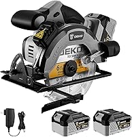 DEKOPRO 20V Cordless Circular Saw, 6.5-Inch 4500 RPM Blade, 2x 4.0Ah Batteries & Charger - Portable Precision for DIY & Worksites