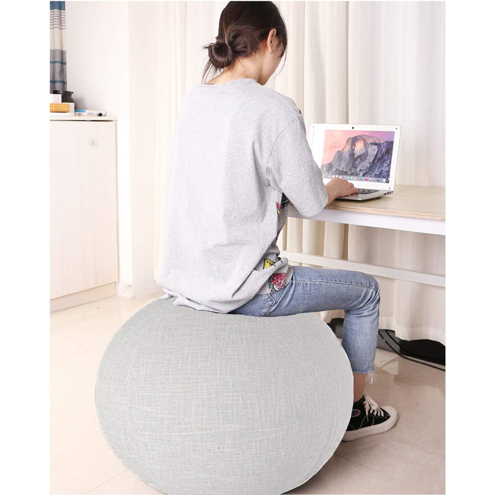 Sitzball Für Aktives Sitzen, Ergonomische Alternative Zum Schreibtischstuhl, Inkl Stoffbezug, Innenball, Inkl. Handluftpumpe Bürostuhl Alternative Für Zuhause & Büro,003,75cm