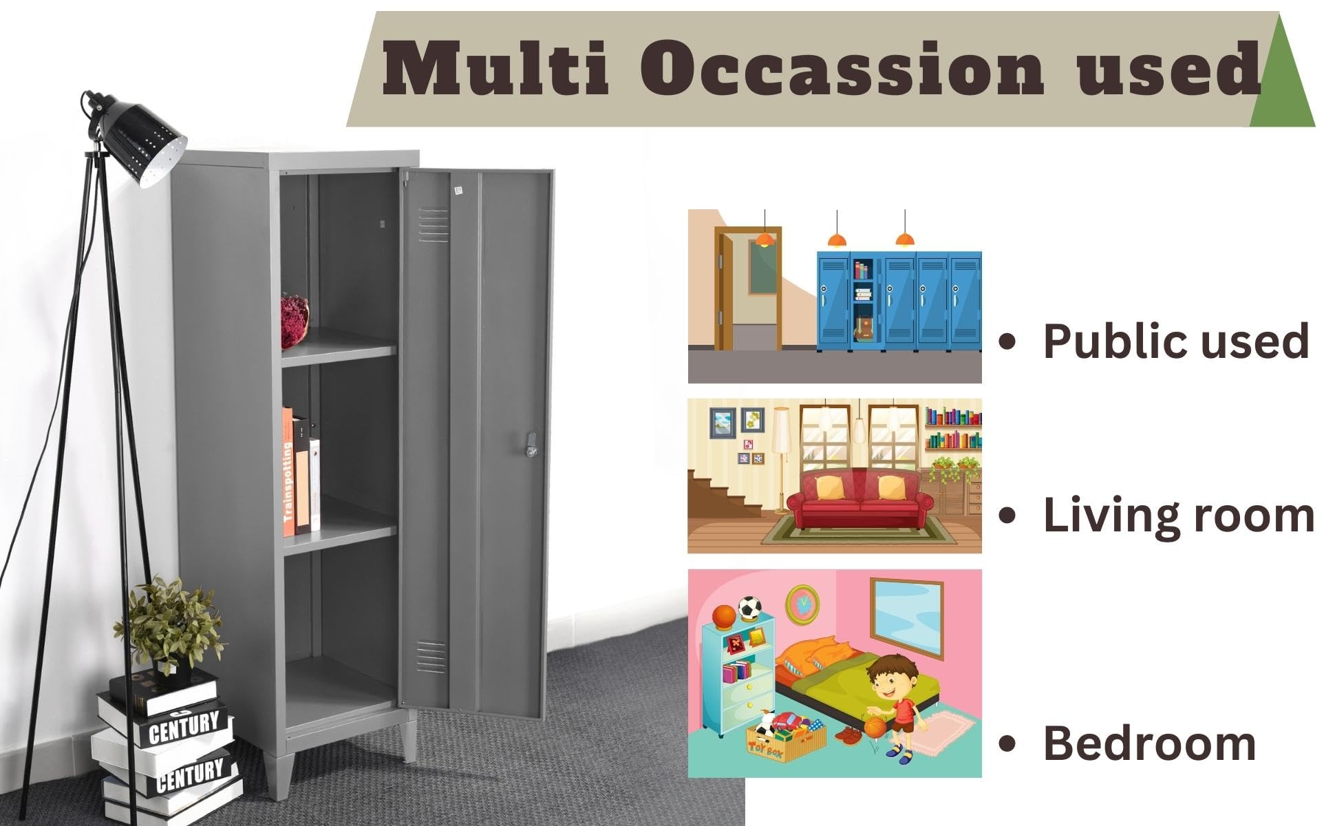 Homy Casa Armoire de rangement de fichiers de bureau en métal 3 portes armoire casier organisateur console support 3 en 1 gris