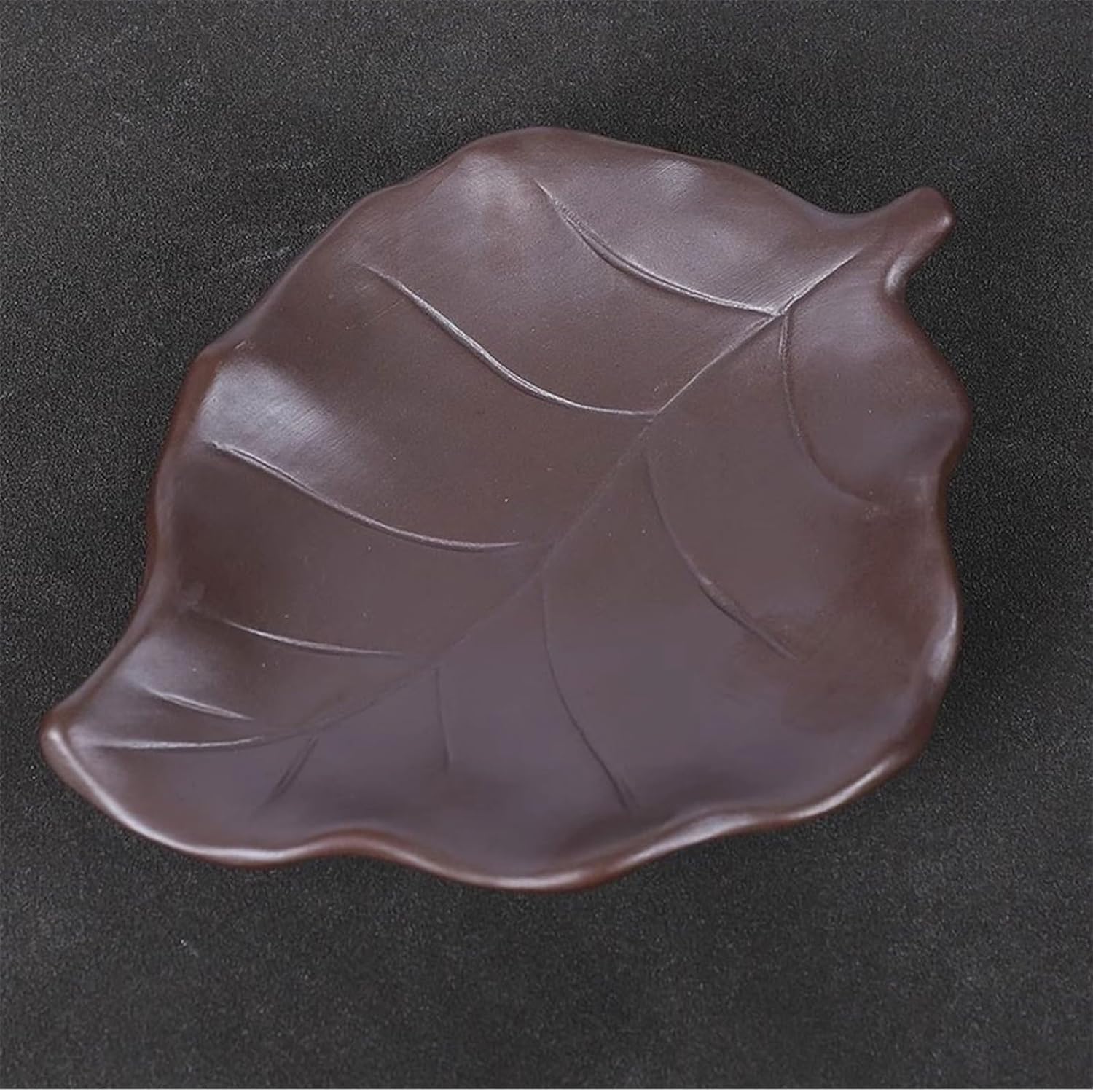 Ikebana Vase Desktop Purple Clay Floral Arrangement Saucer Leaf Shaped Ceramic Planter Tray Flower Arrangement Pot